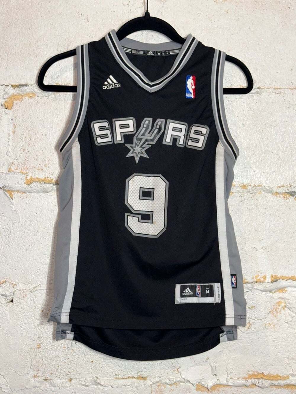 Adidas NBA San Antonio Spurs Tony Parker #9 Youth Medium Jersey Black - Picture 2 of 15
